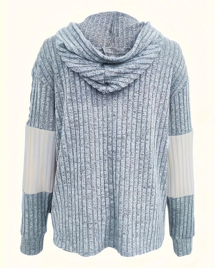 Women's Textured Drawstring Hooded Full Zip Jacket