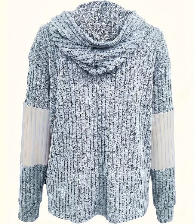 Women's Textured Drawstring Hooded Full Zip Jacket