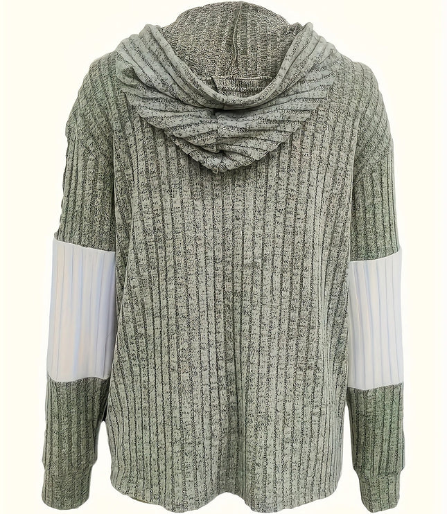 Women's Textured Drawstring Hooded Full Zip Jacket