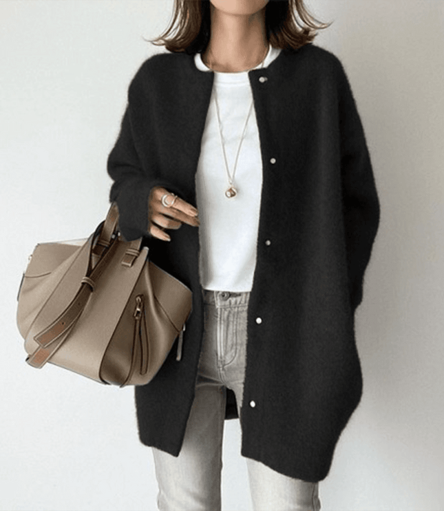 Women's Textured Knit Cardigan Sweater with Button Front
