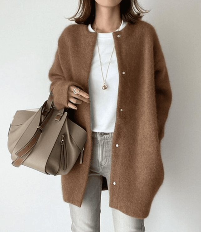Women's Textured Knit Cardigan Sweater with Button Front