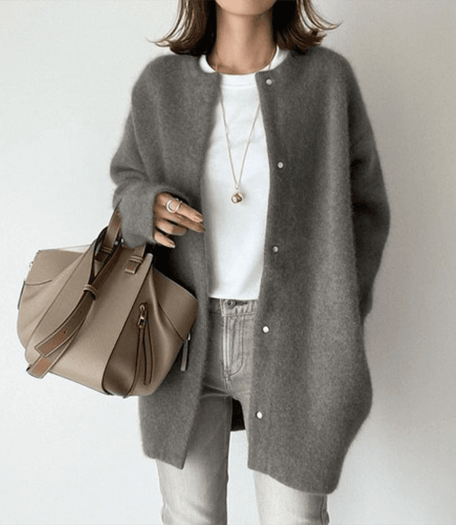 Women's Textured Knit Cardigan Sweater with Button Front