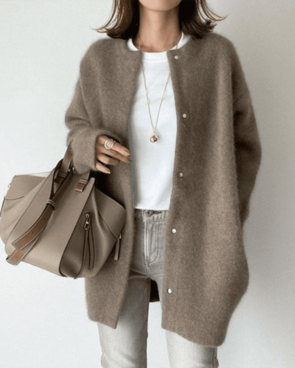 Women's Textured Knit Cardigan Sweater with Button Front