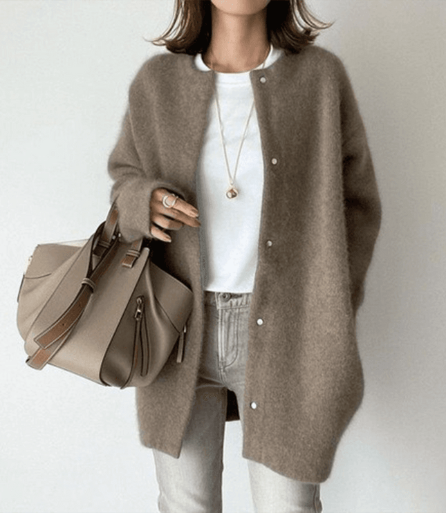 Women's Textured Knit Cardigan Sweater with Button Front