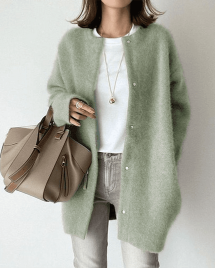 Women's Textured Knit Cardigan Sweater with Button Front
