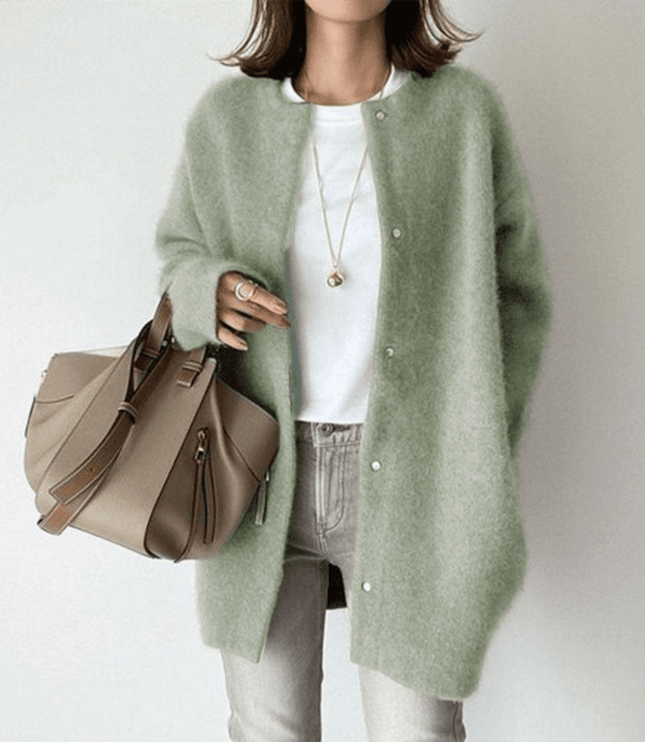 Women's Textured Knit Cardigan Sweater with Button Front