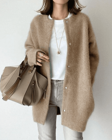 Women's Textured Knit Cardigan Sweater with Button Front