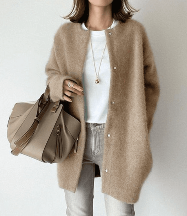 Women's Textured Knit Cardigan Sweater with Button Front