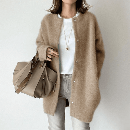Women's Textured Knit Cardigan Sweater with Button Front