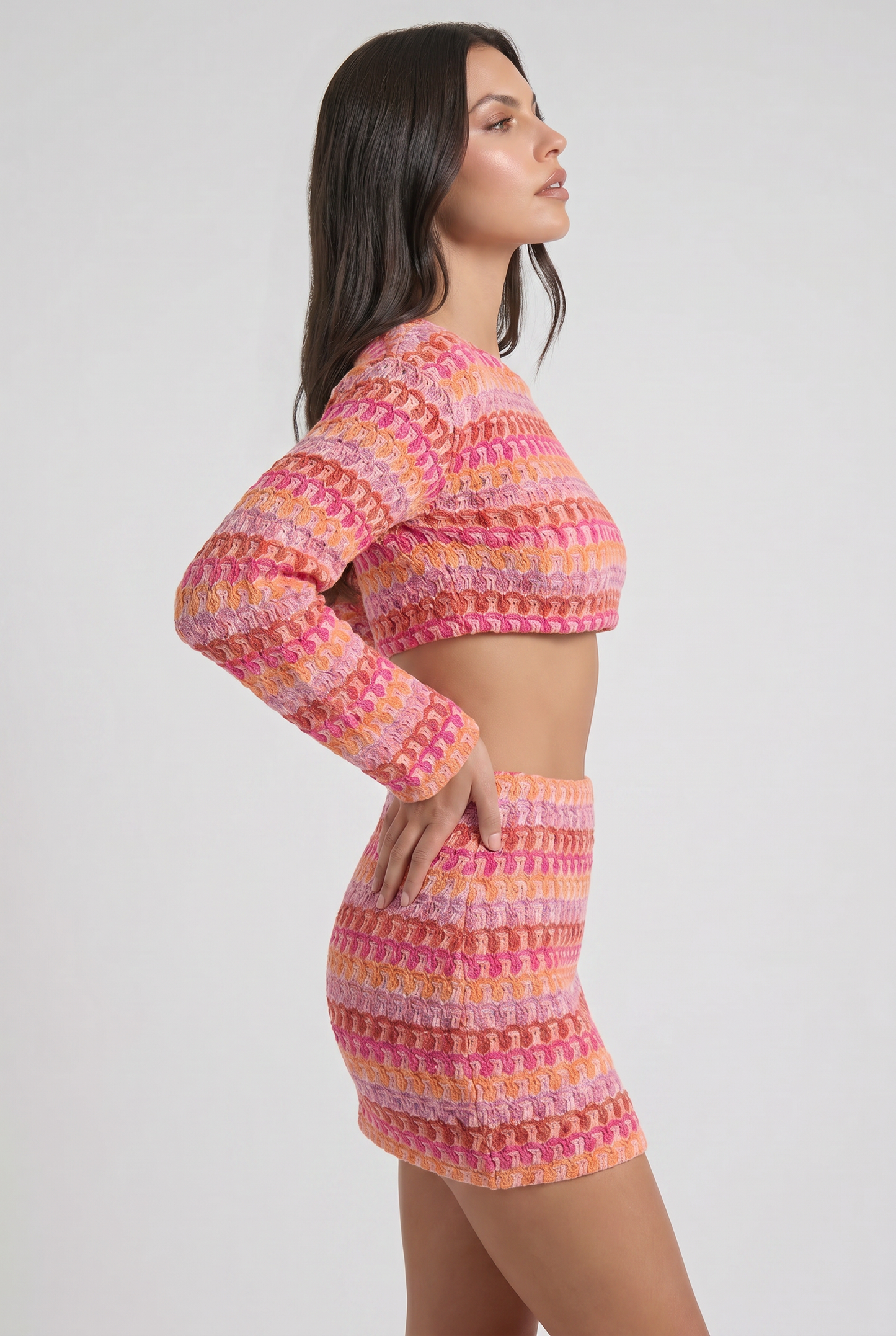Women's Two Piece Co-ord Crop Top and Skirt Set for Summer