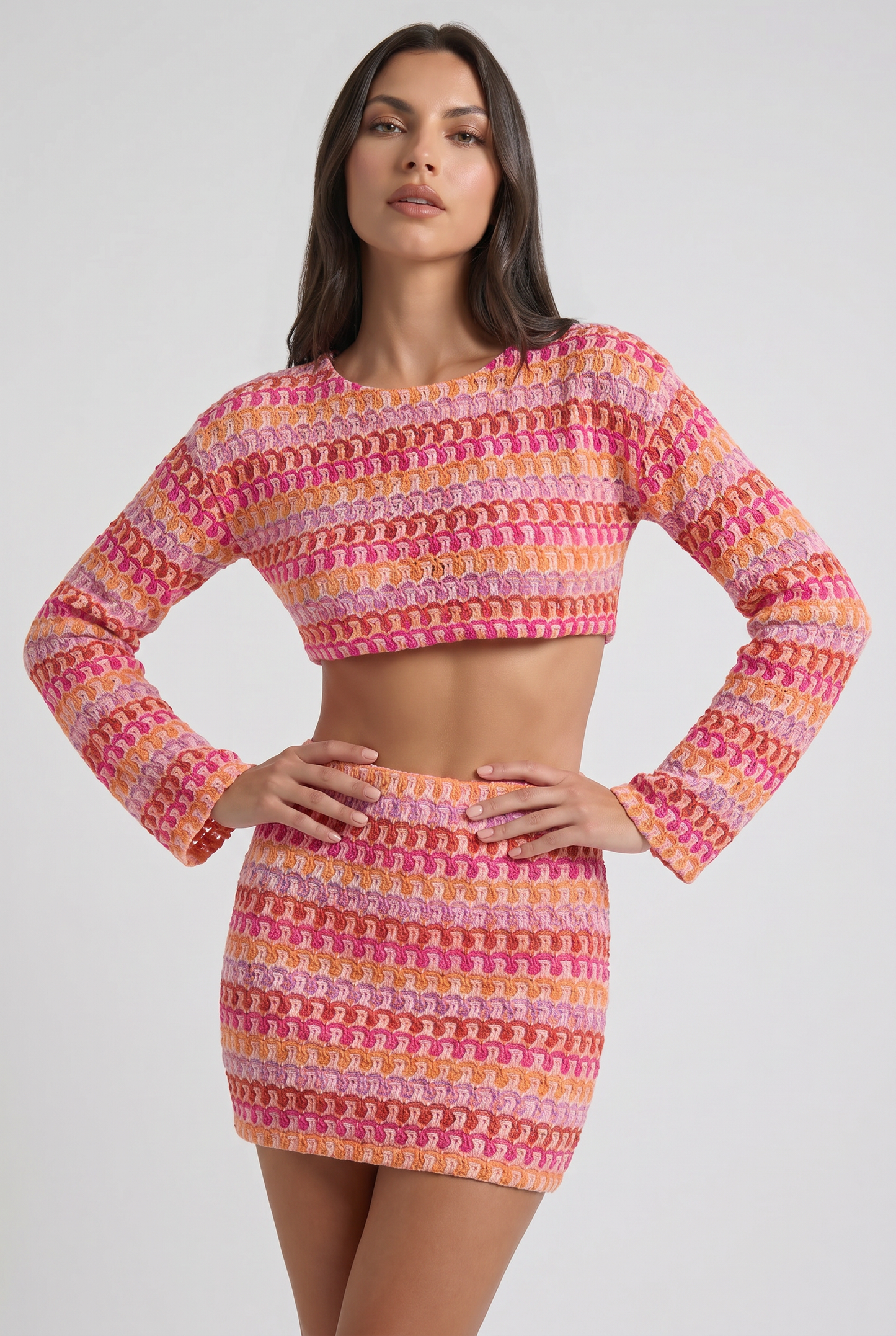 Women's Two Piece Co-ord Crop Top and Skirt Set for Summer