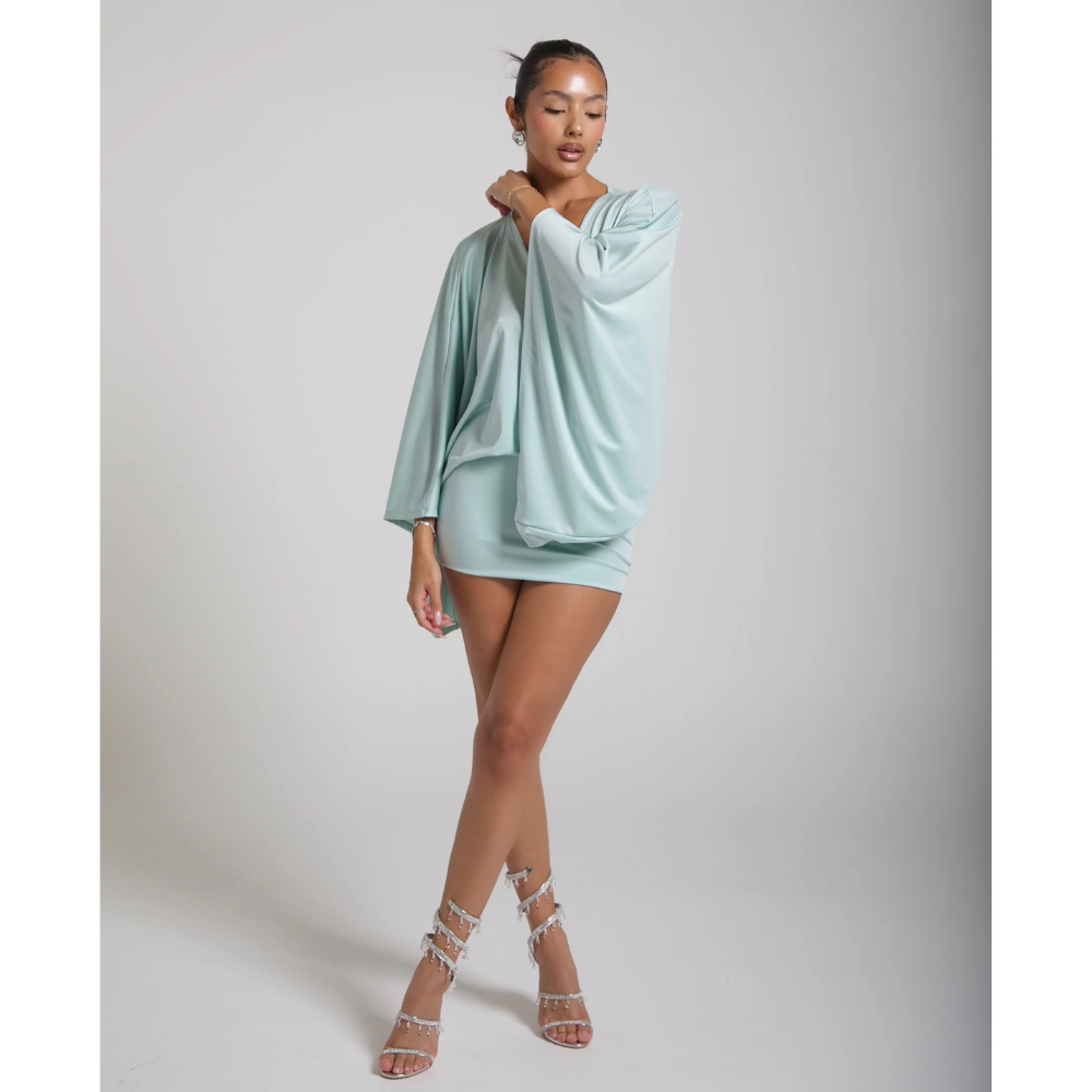 Women's V Neck Ruched Bodycon Cocktail Mini Dress
