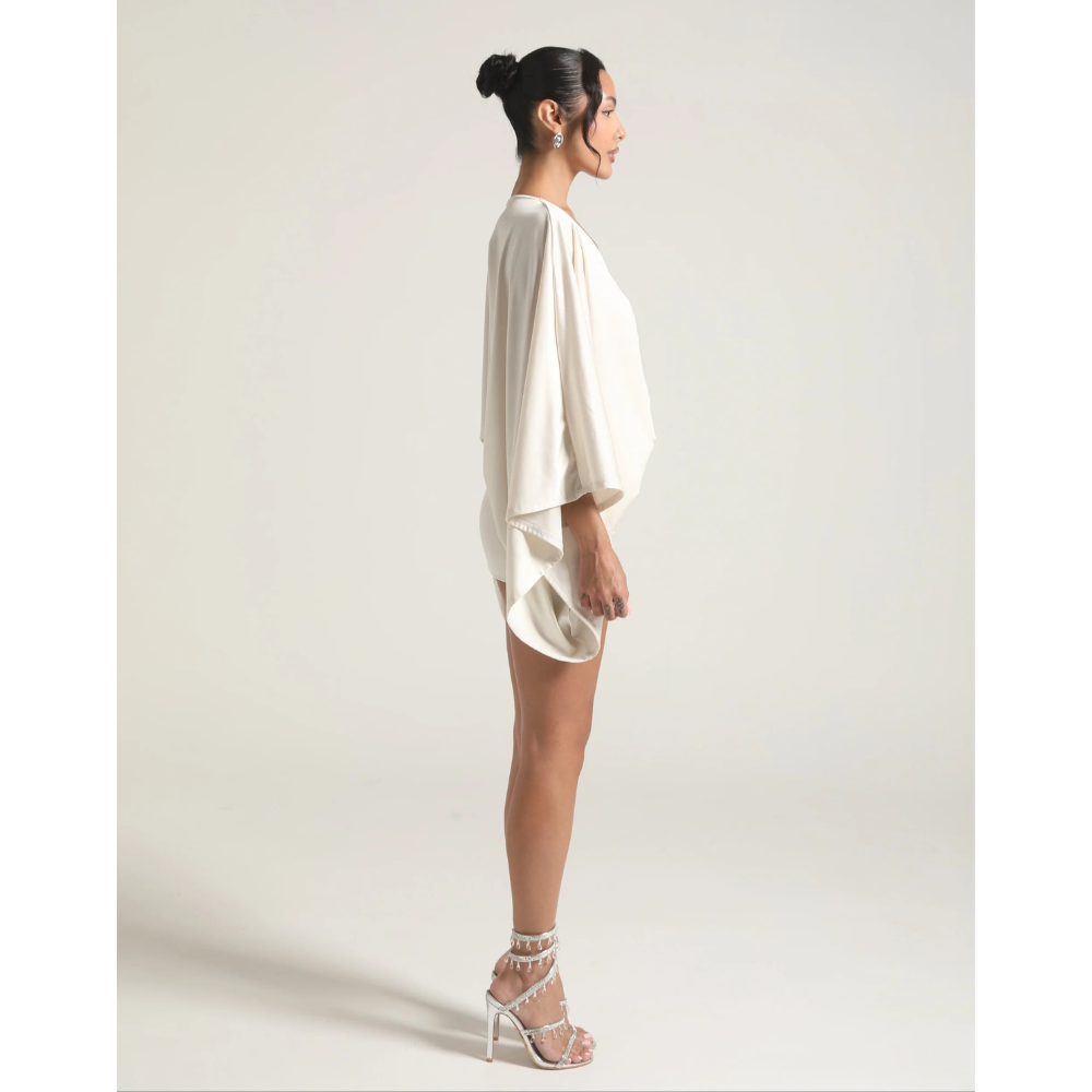 Women's V Neck Ruched Bodycon Cocktail Mini Dress