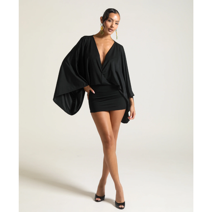 Women's V Neck Ruched Bodycon Cocktail Mini Dress