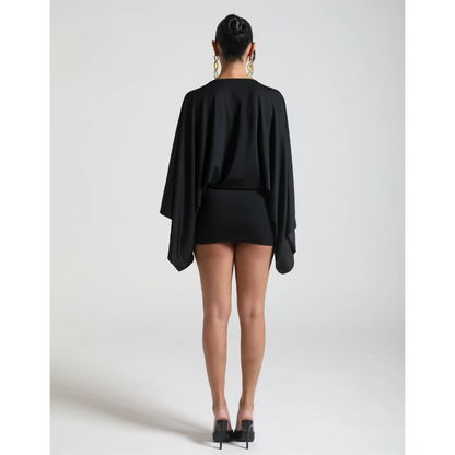 Women's V Neck Ruched Bodycon Cocktail Mini Dress