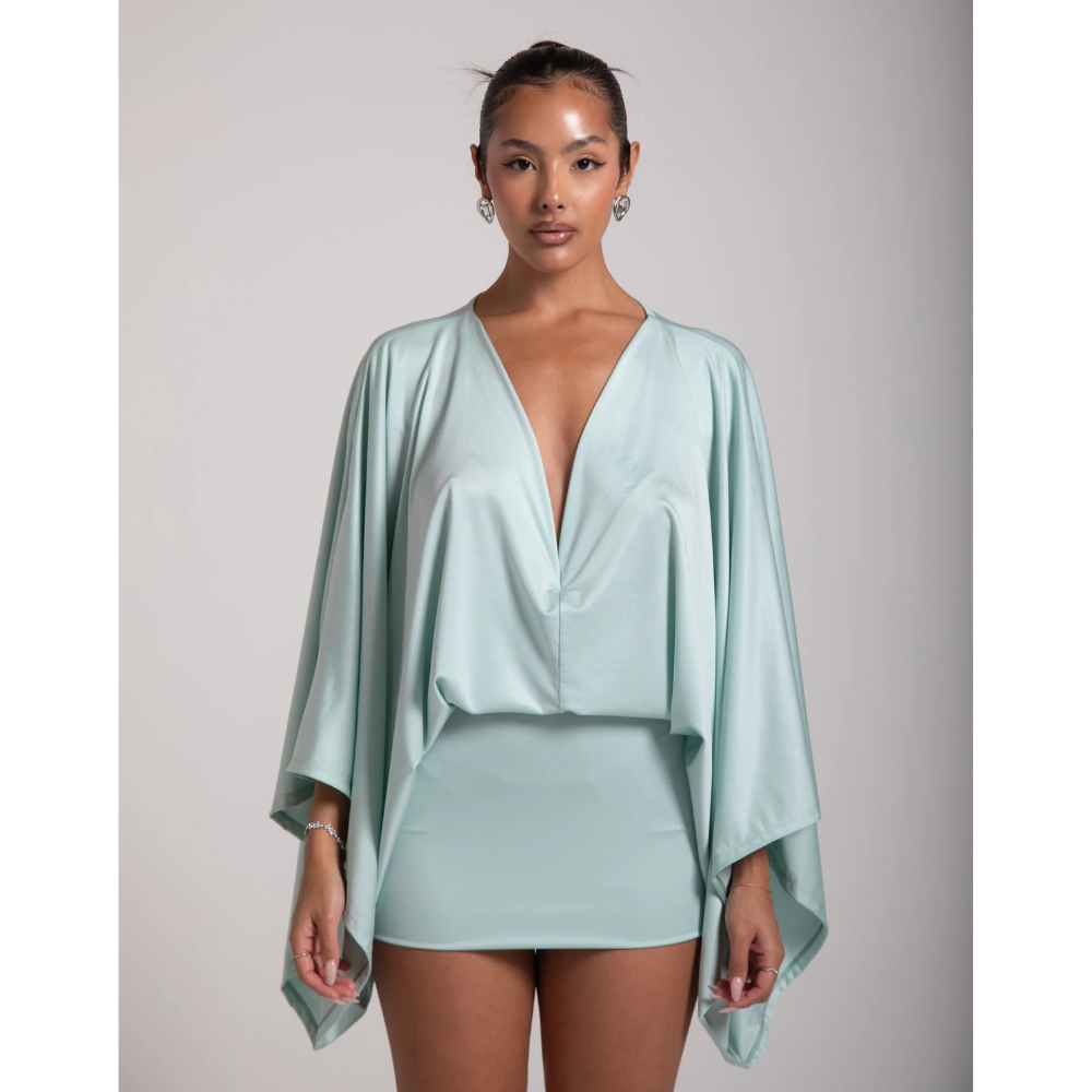 Women's V Neck Ruched Bodycon Cocktail Mini Dress