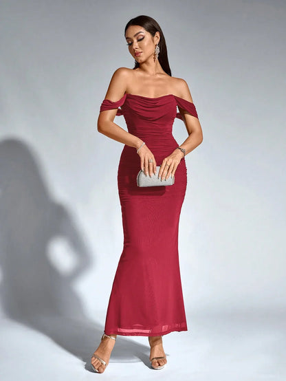 Women's V-Neck Sleeveless Flowy Maxi Cocktail Dress