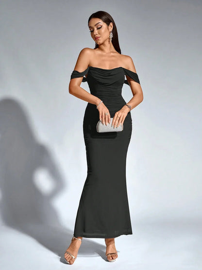 Women's V-Neck Sleeveless Flowy Maxi Cocktail Dress
