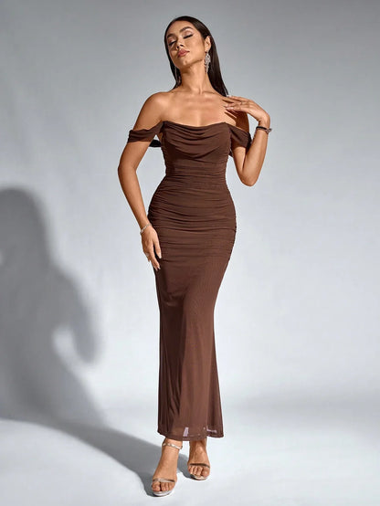 Women's V-Neck Sleeveless Flowy Maxi Cocktail Dress