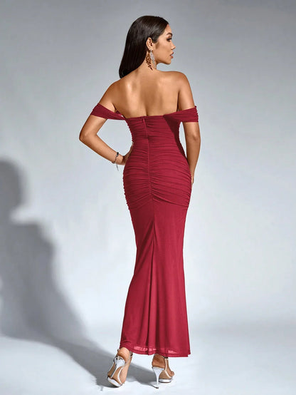 Women's V-Neck Sleeveless Flowy Maxi Cocktail Dress