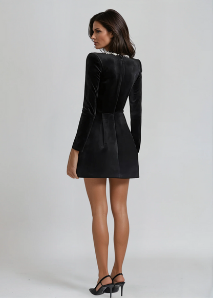 Women's Velvet Mini Cocktail Party Dress for Events
