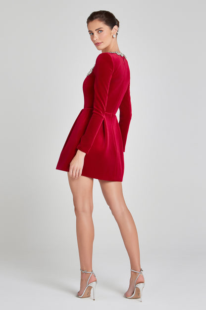 Women's Velvet Mini Cocktail Party Dress for Events