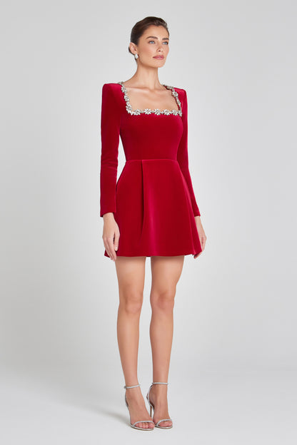 Women's Velvet Mini Cocktail Party Dress for Events