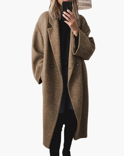 Women's Warm Wool Blend Collared Long Winter Coat