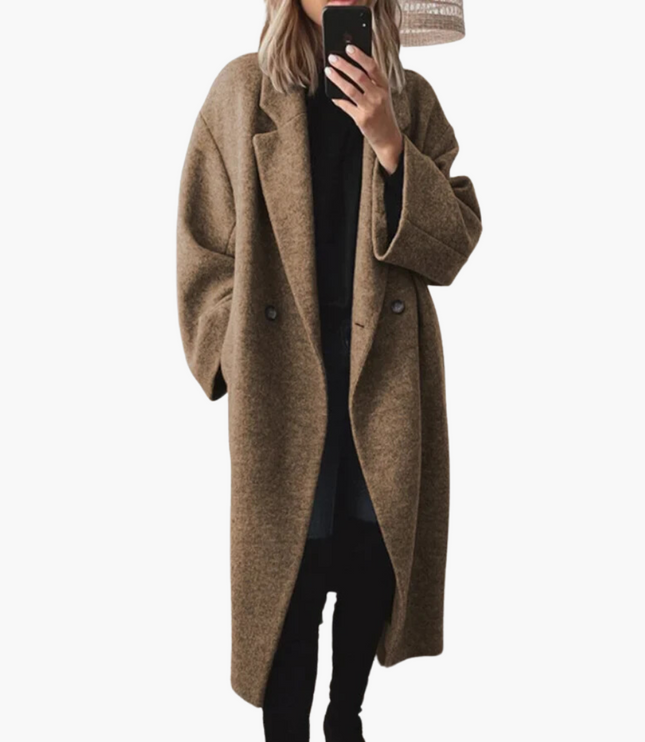 Women's Warm Wool Blend Collared Long Winter Coat