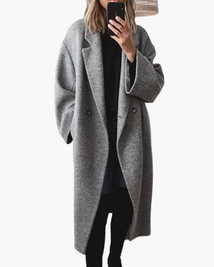 Women's Warm Wool Blend Collared Long Winter Coat