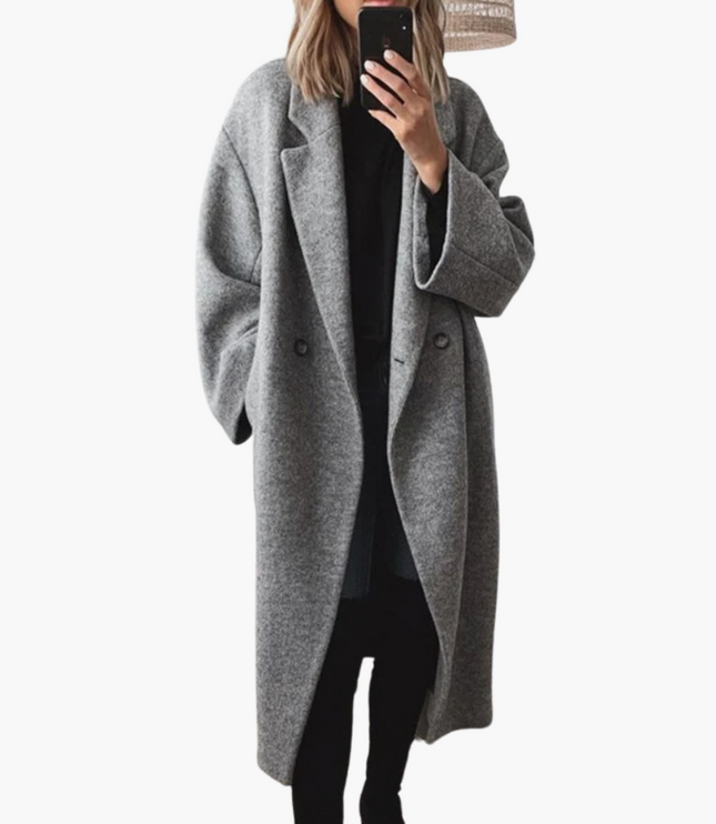 Women's Warm Wool Blend Collared Long Winter Coat