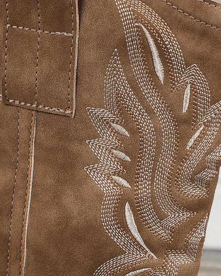 Women's Western Boots, Wide Calf and Embroidered Pull On