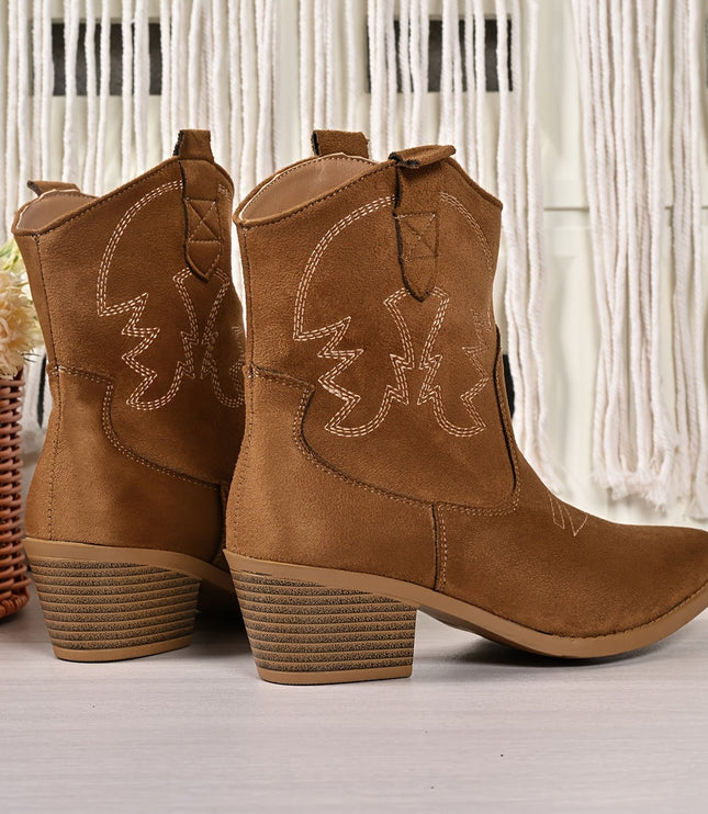 Women's Western Cowboy Boots with Wide Calf and Pointed Toe