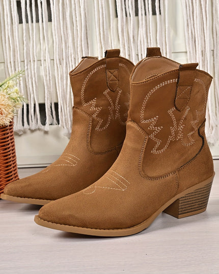 Women's Western Cowboy Boots with Wide Calf and Pointed Toe