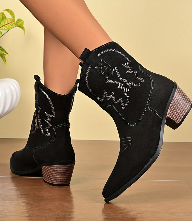 Women's Western Cowboy Boots with Wide Calf and Pointed Toe
