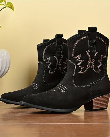 Women's Western Cowboy Boots with Wide Calf and Pointed Toe
