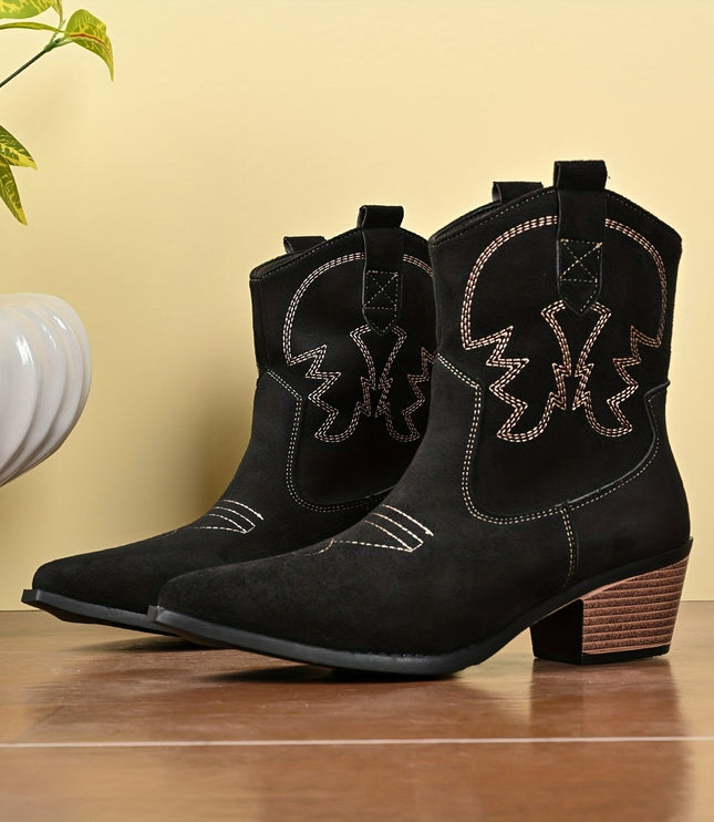 Women's Western Cowboy Boots with Wide Calf and Pointed Toe