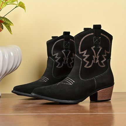 Women's Western Cowboy Boots with Wide Calf and Pointed Toe