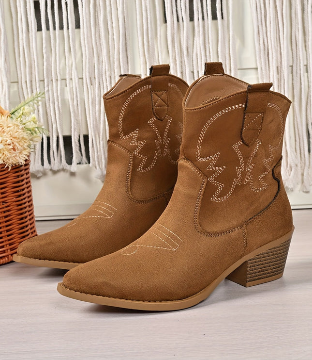 Women's Western Cowboy Boots with Wide Calf and Pointed Toe