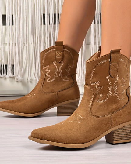 Women's Western Cowboy Boots with Wide Calf and Pointed Toe