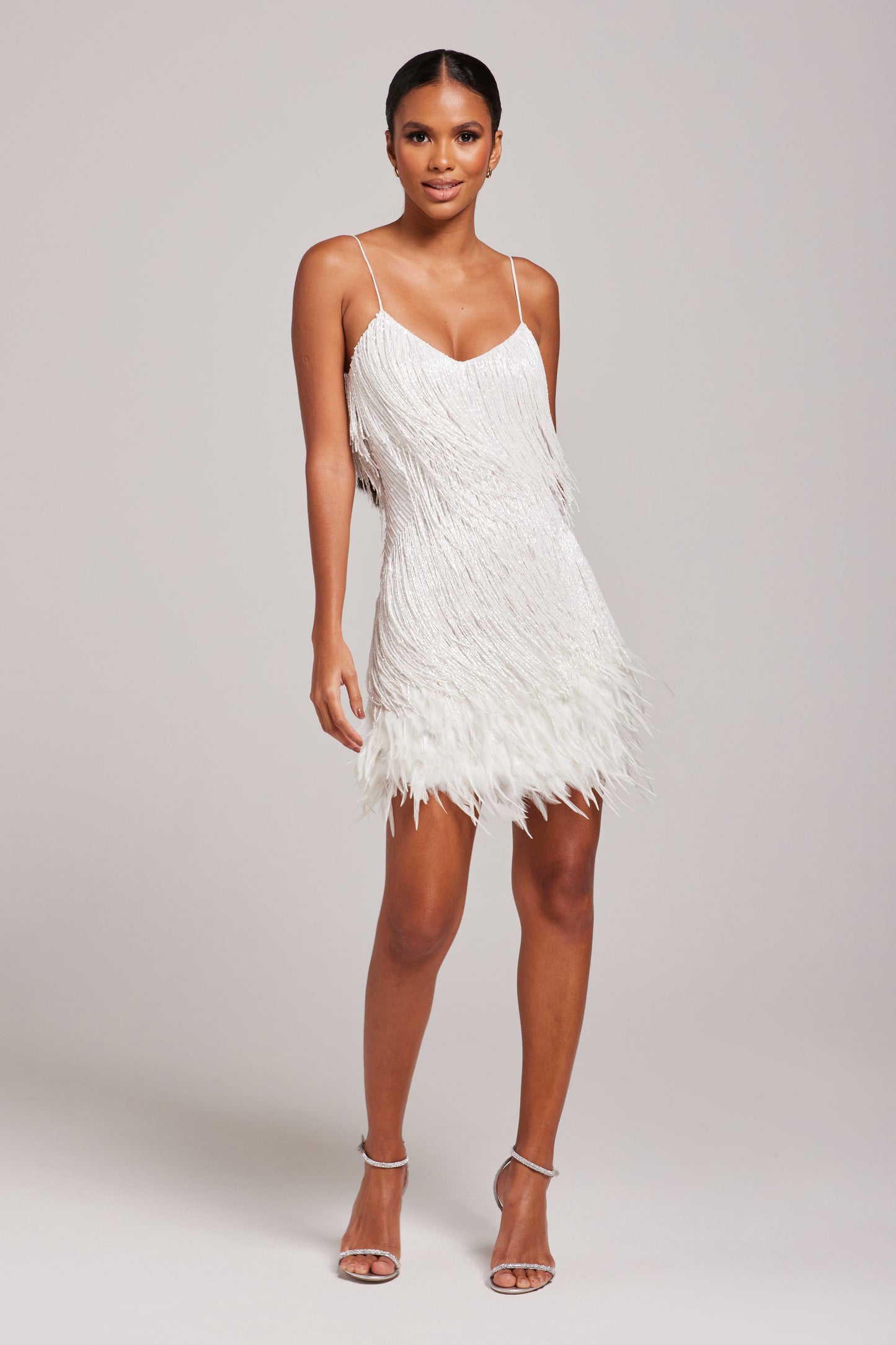 Women's White Fringe Mini Cocktail Party Dress