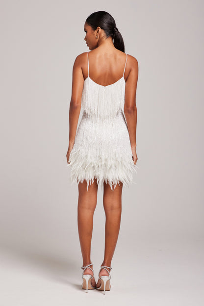 Women's White Fringe Mini Cocktail Party Dress