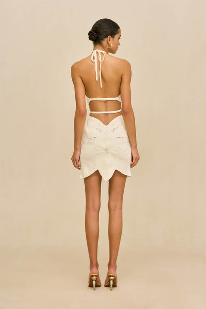 Women's White Square Neck Off-Shoulder Mini Dress