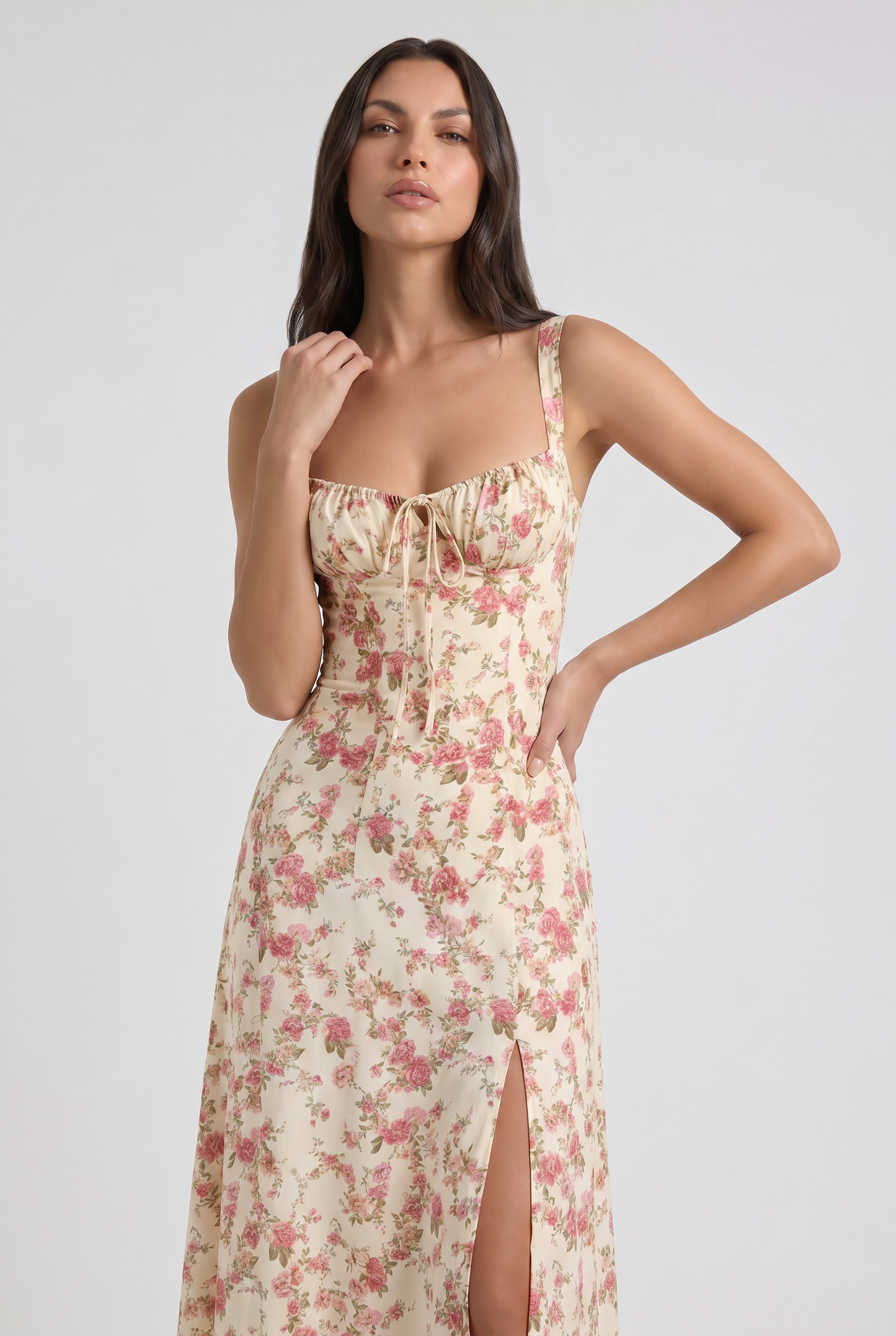 Women's White V-Neck Cocktail Midi Dress for Summer