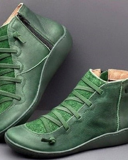 Women's Winter Ankle Boots with Side Zip, Lace Up and Lined