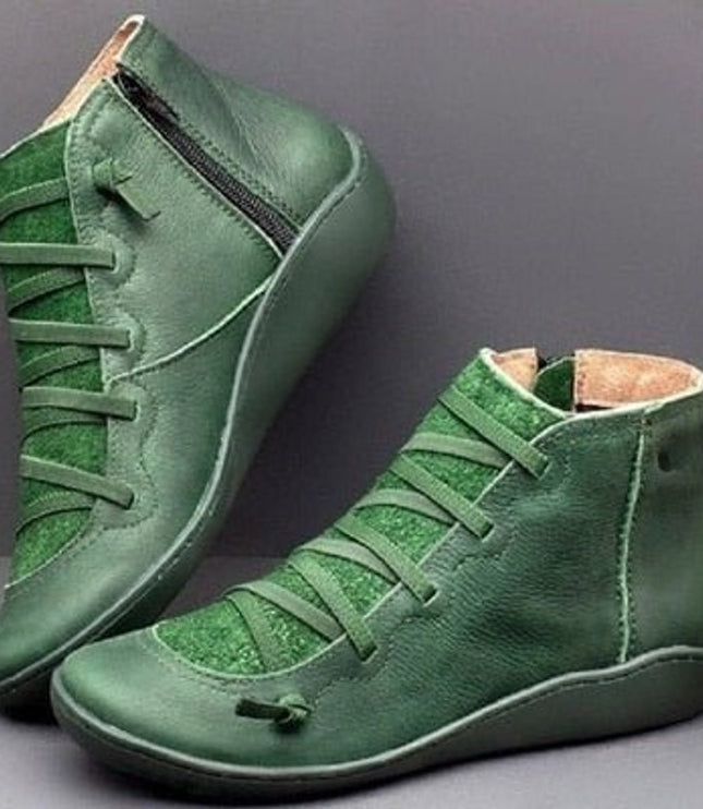 Women's Winter Ankle Boots with Side Zip, Lace Up and Lined