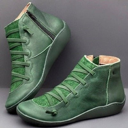 Women's Winter Ankle Boots with Side Zip, Lace Up and Lined