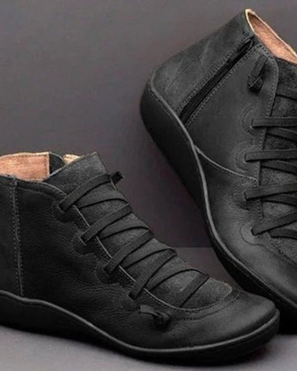 Women's Winter Ankle Boots with Side Zip, Lace Up and Lined