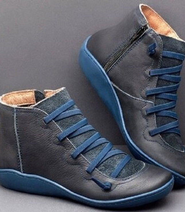 Women's Winter Ankle Boots with Side Zip, Lace Up and Lined