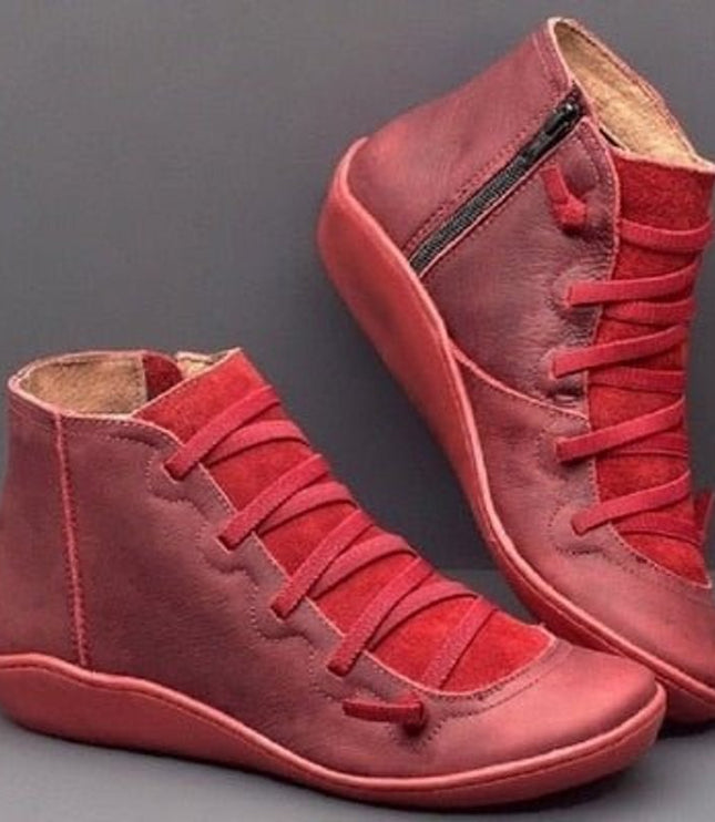 Women's Winter Ankle Boots with Side Zip, Lace Up and Lined